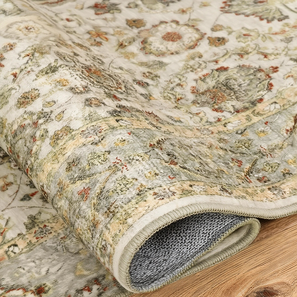 Tapis de style persan floral beige crème | Nour