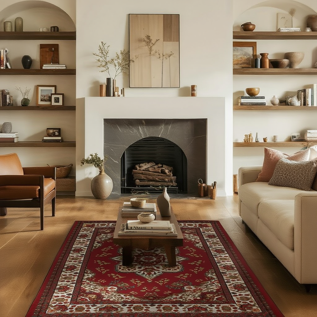 Tapis persan traditionnel rouge | Ispahan