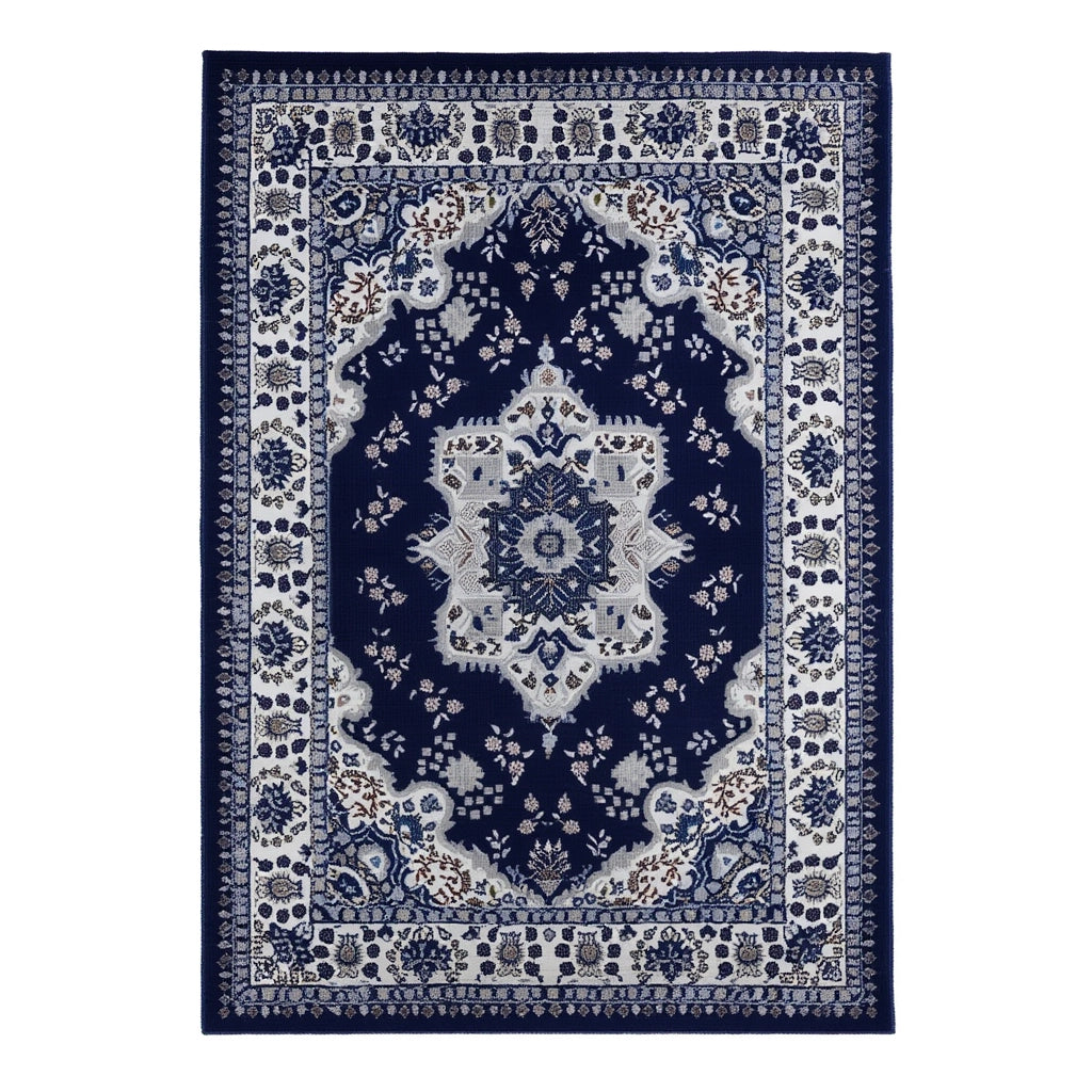 Tapis de style persan traditionnel bleu nuit | Zéphyr