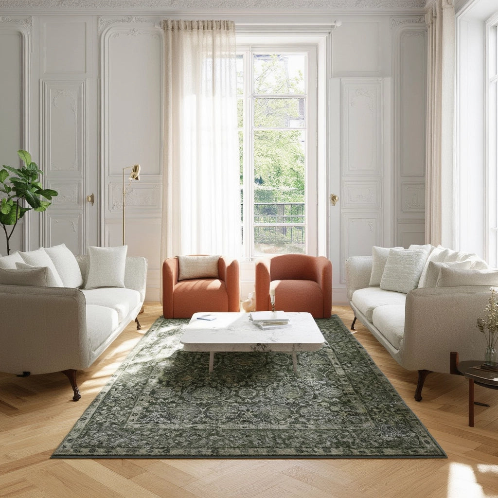 Tapis de style persan floral vert foncé | Herat
